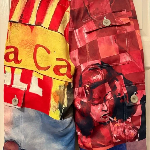 RARE KidSuper “Breathing Life into the Inanimate” Print Silky Cargo Pants - Picture 6 of 16